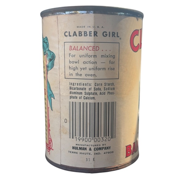 Vintage Clabber Girl Baking Powder Tin Can Advertising Collectible 10 oz - Picture 2 of 6
